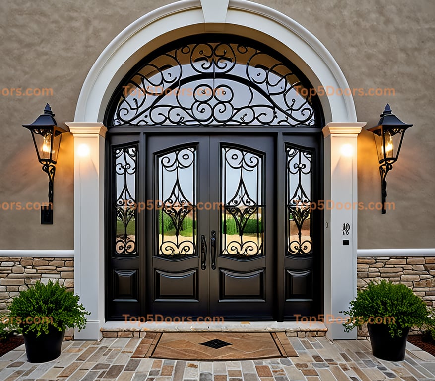 Alabama wrought iron double french country Door