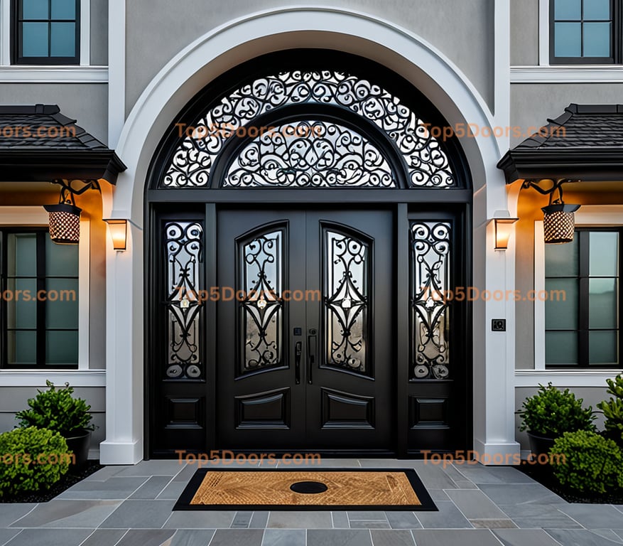 Alaska wrought iron arched double korean modern Door
