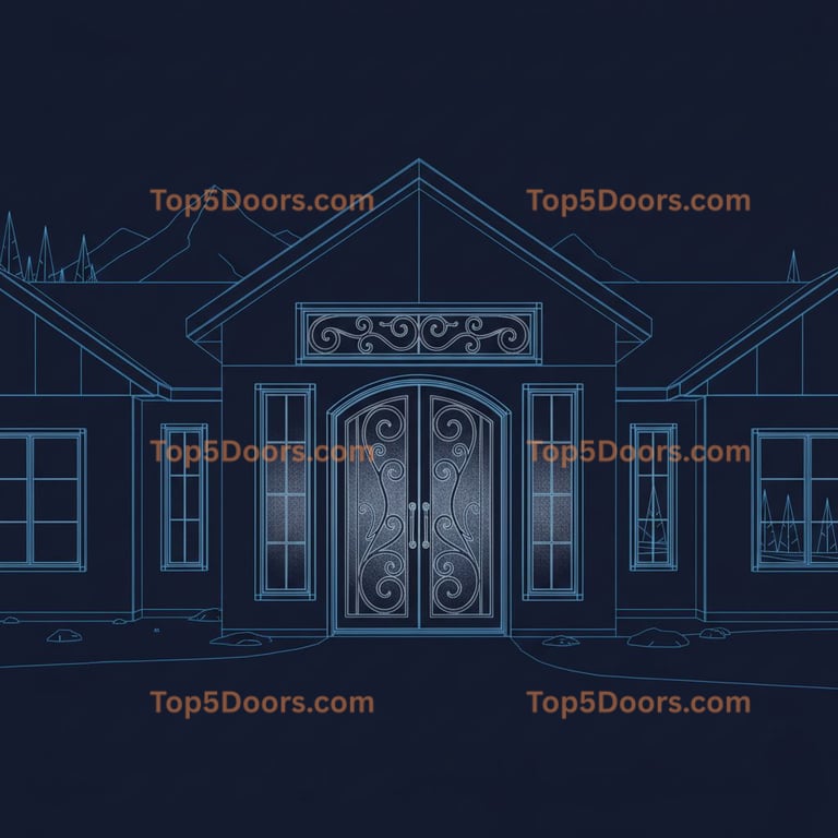 Alaska wrought iron arched double modern farmhouse Door