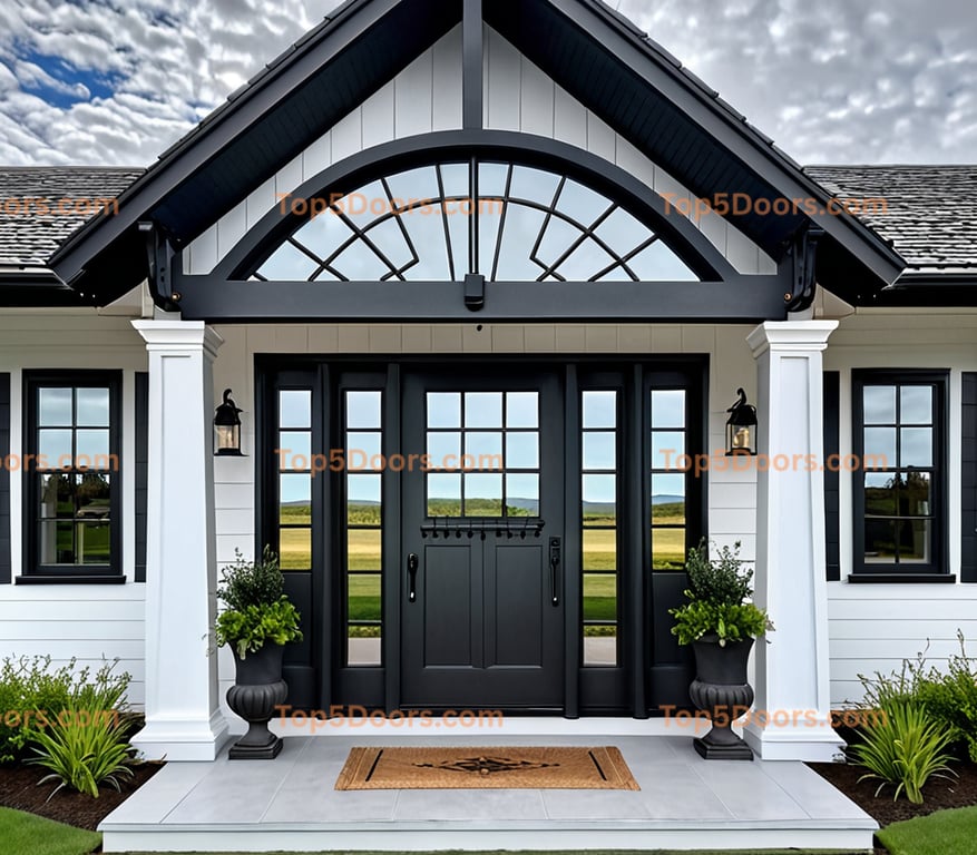 Alaska wrought iron glass paneled modern farmhouse Door