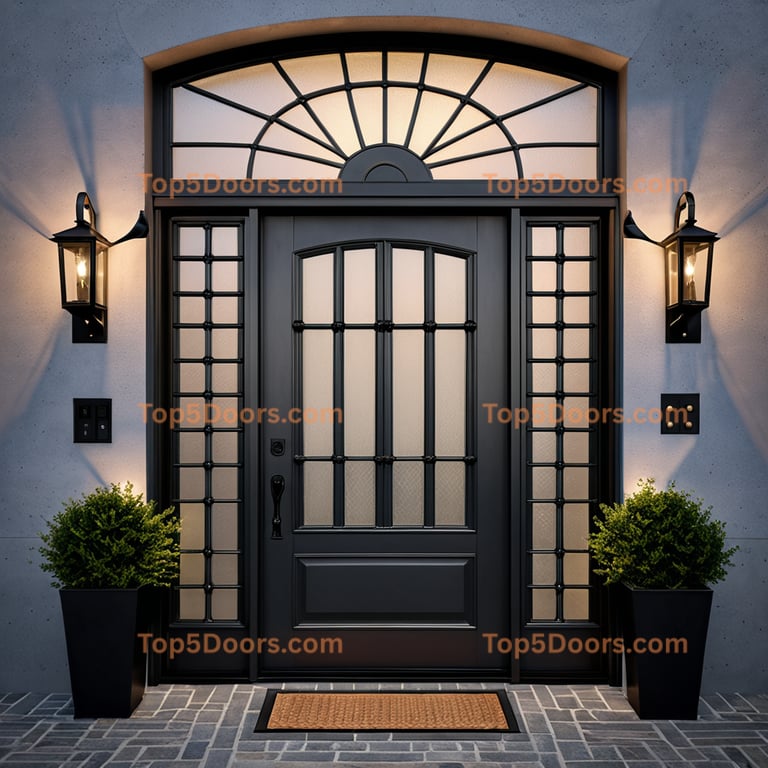 Alaska wrought iron glass paneled industrial Door