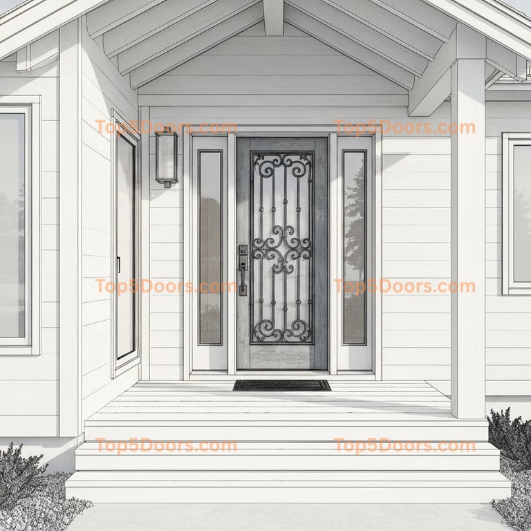 Alaska wrought iron steel frame coastal Door