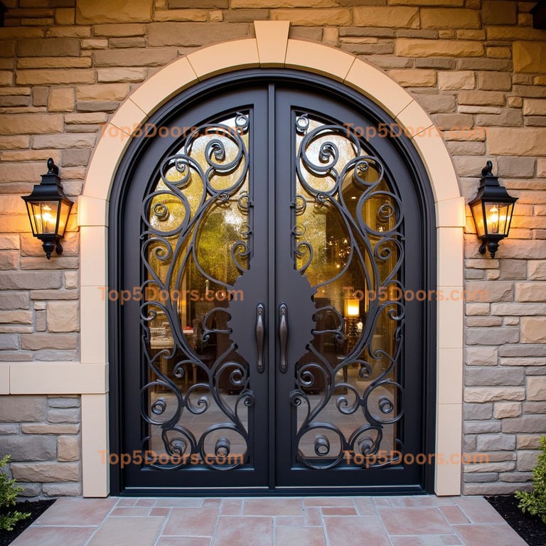 Arched Black Metal Double Doors