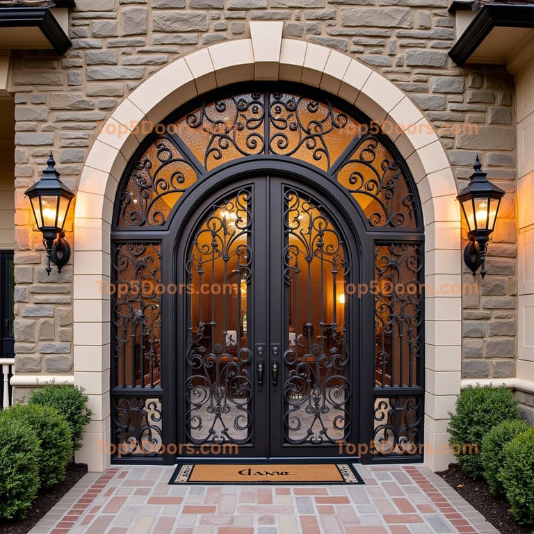 Arched Doorway with Amber Glass