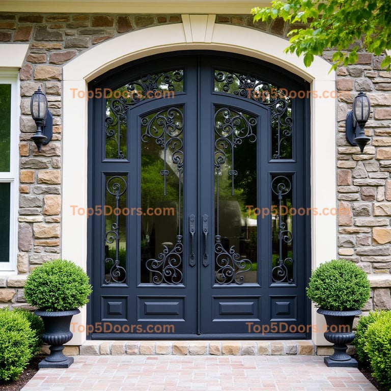 Arched Double Doors with Ironwork
