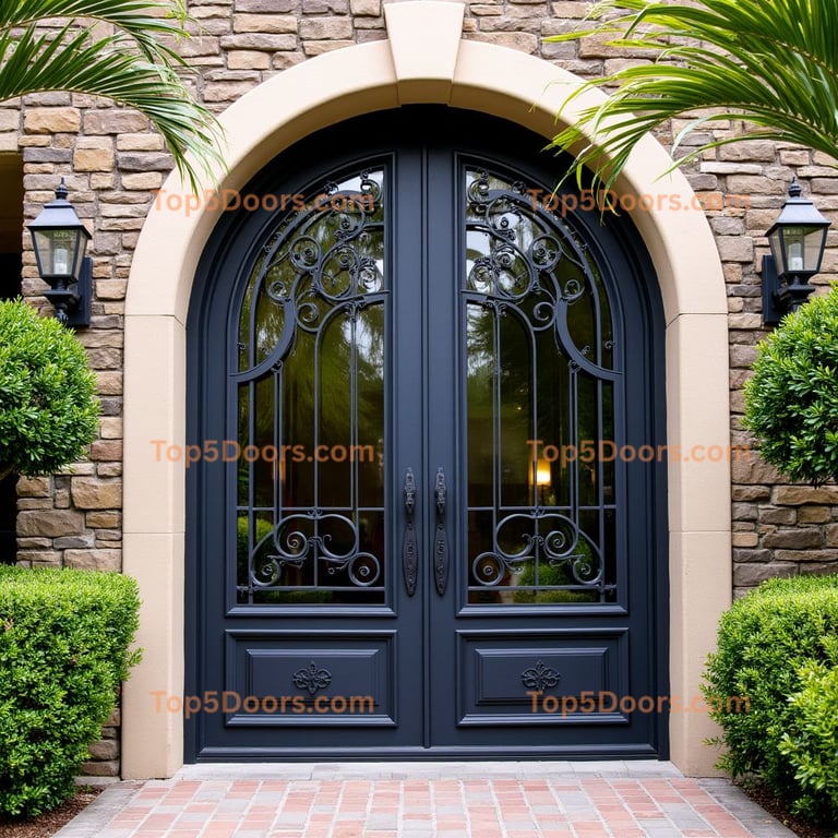 Arched Double Doors with Ironwork