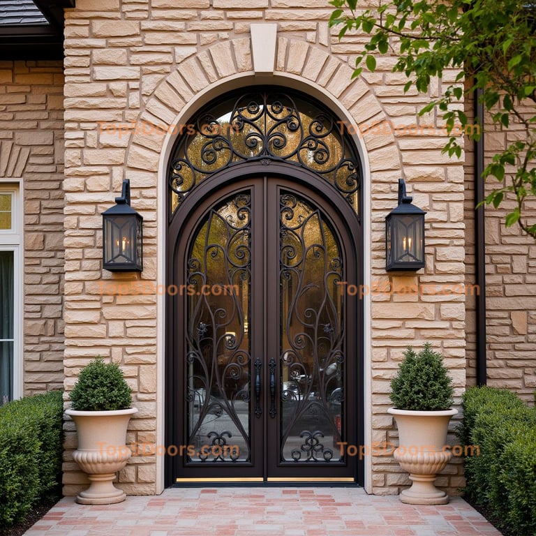 Arched Metal and Glass Door