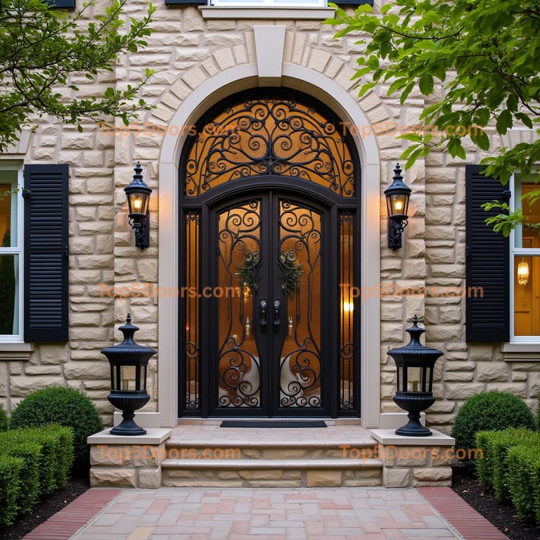 Arched Metal and Glass Door