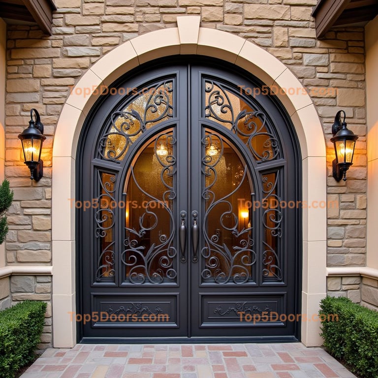 Arched Metal and Glass Door