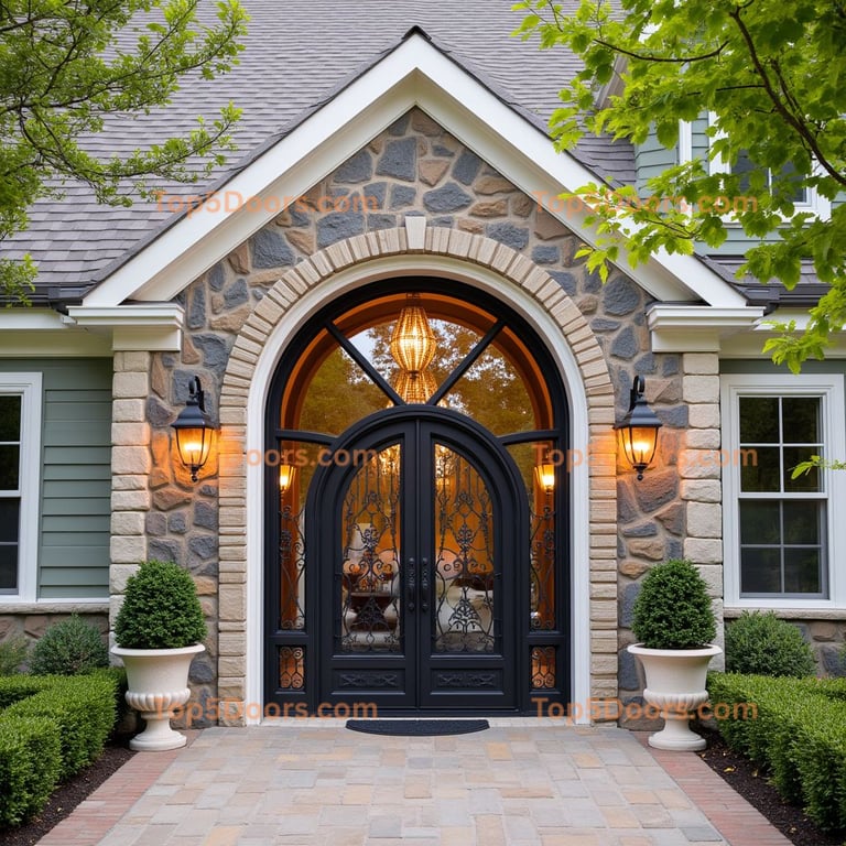 Arched Metal and Glass Doorway