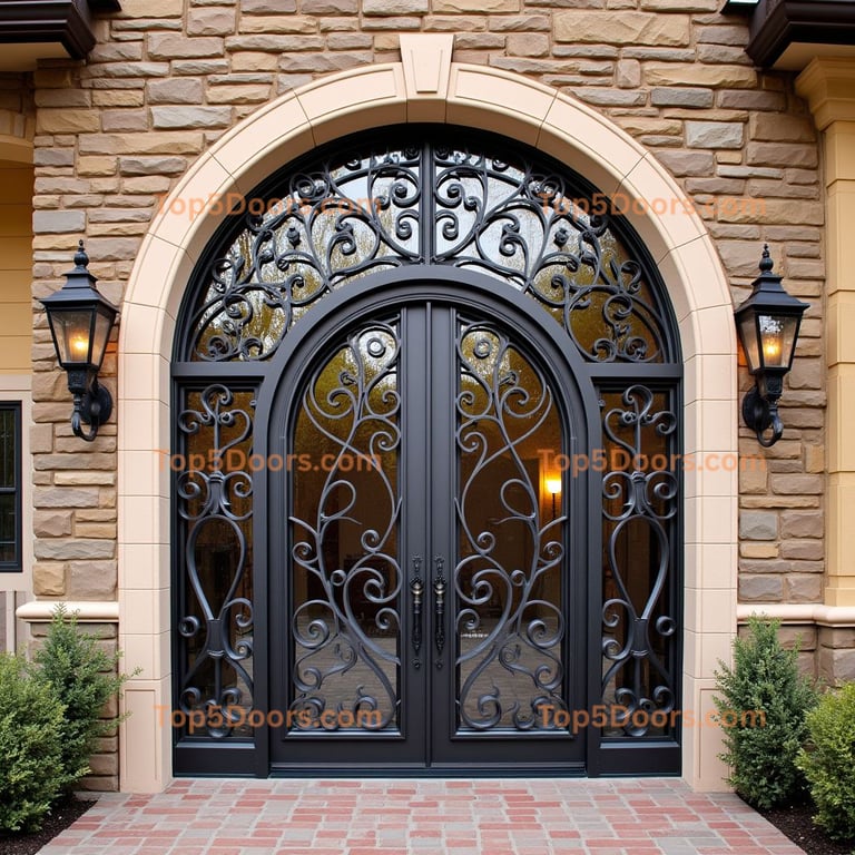 Arched Metal and Glass Doorway