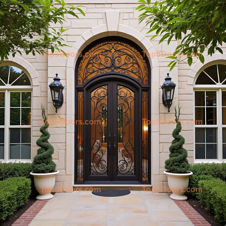 Arched Metal and Glass Doorway