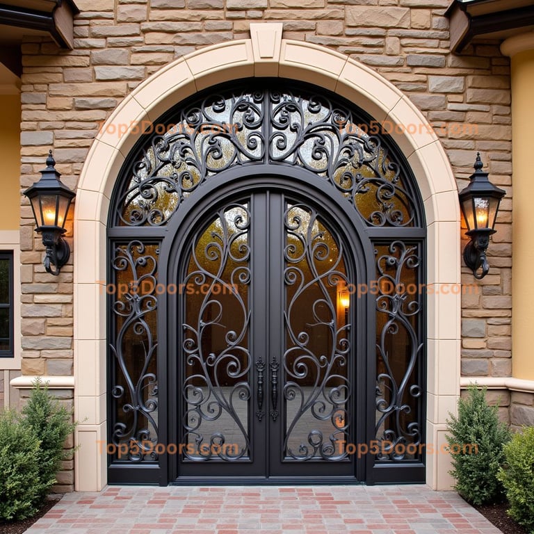 Arched Metal and Glass Double Door