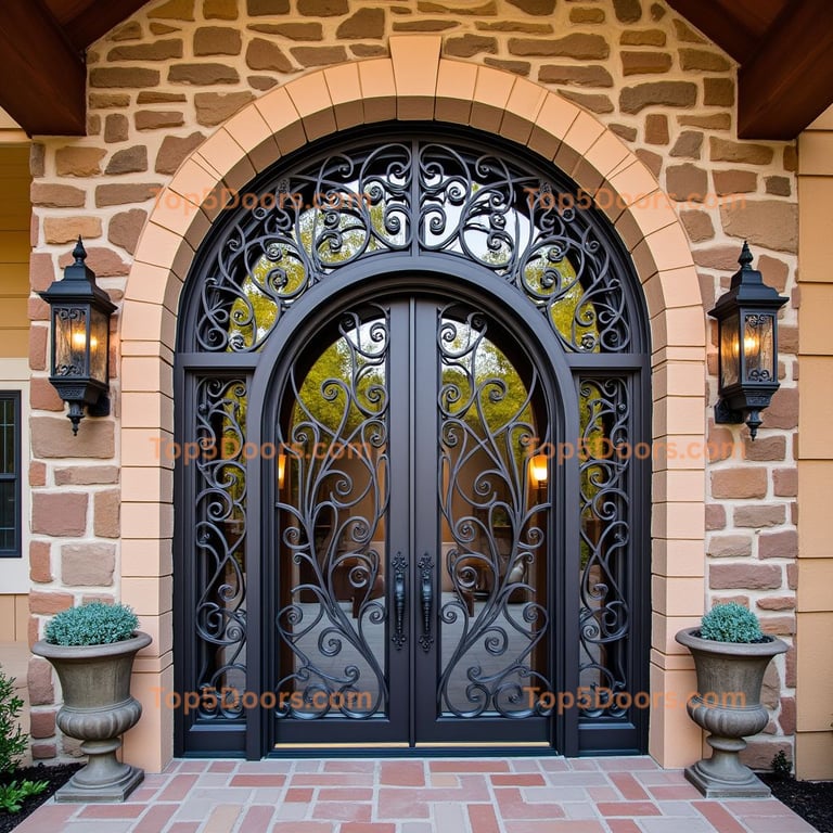 Arched Metal and Glass Double Door