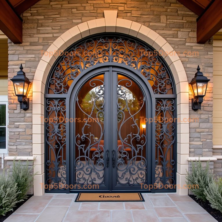Arched Metal and Glass Double Door