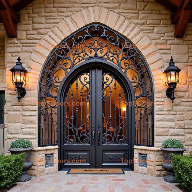 Arched Metal and Glass Double Door