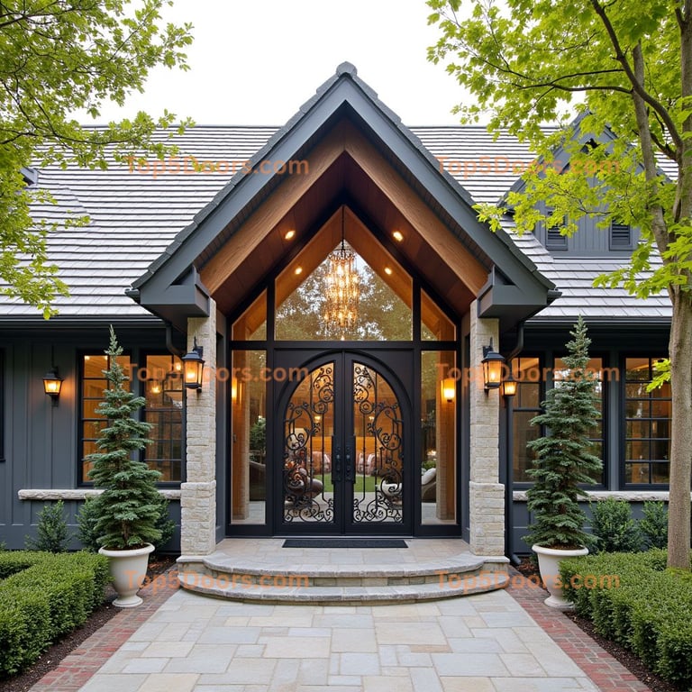 Arched Metal and Glass Entrance