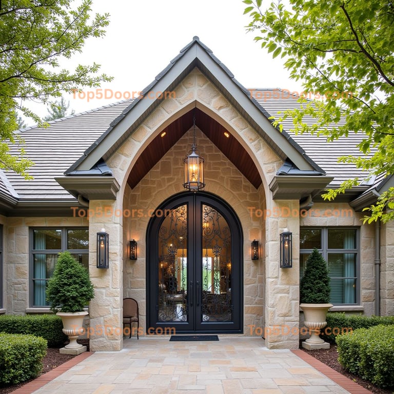Arched Metal and Glass Entrance
