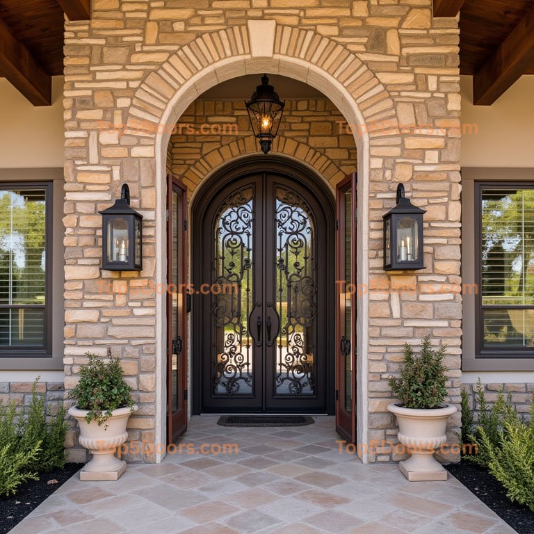 Arched Metal and Glass Entryway