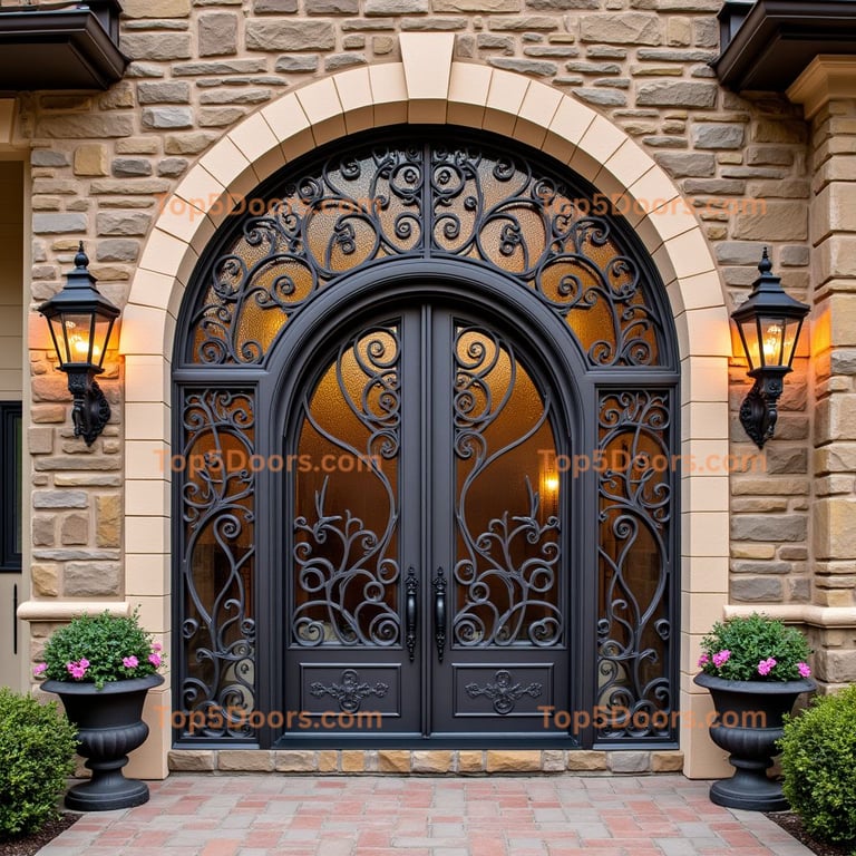 Arched Metal and Glass Entryway