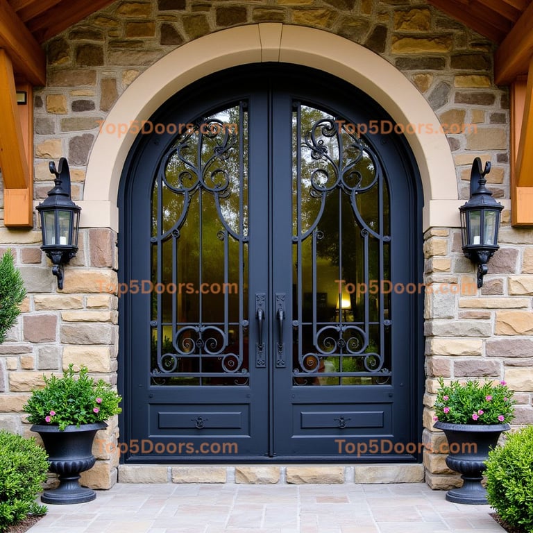 Arched Metal Door with Ironwork