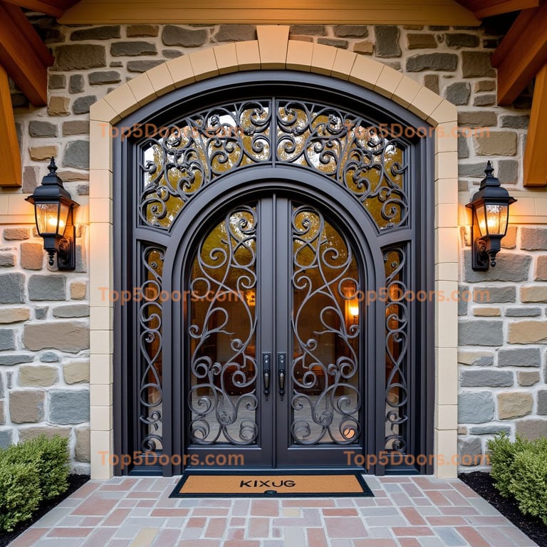 Arched Metal Door with Ironwork