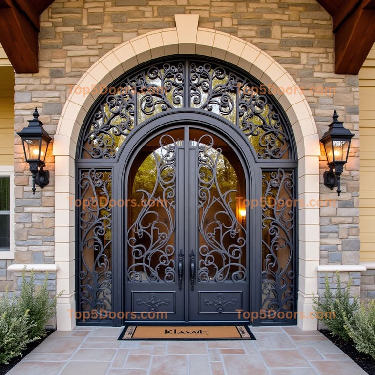 Arched Metal Door with Scrollwork