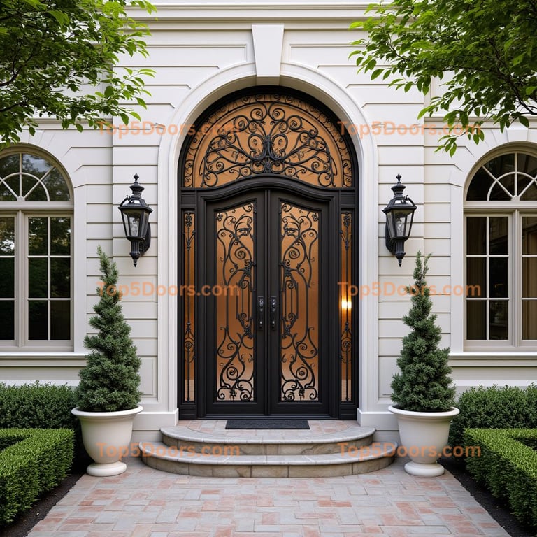 Arched Metal Door with Scrollwork