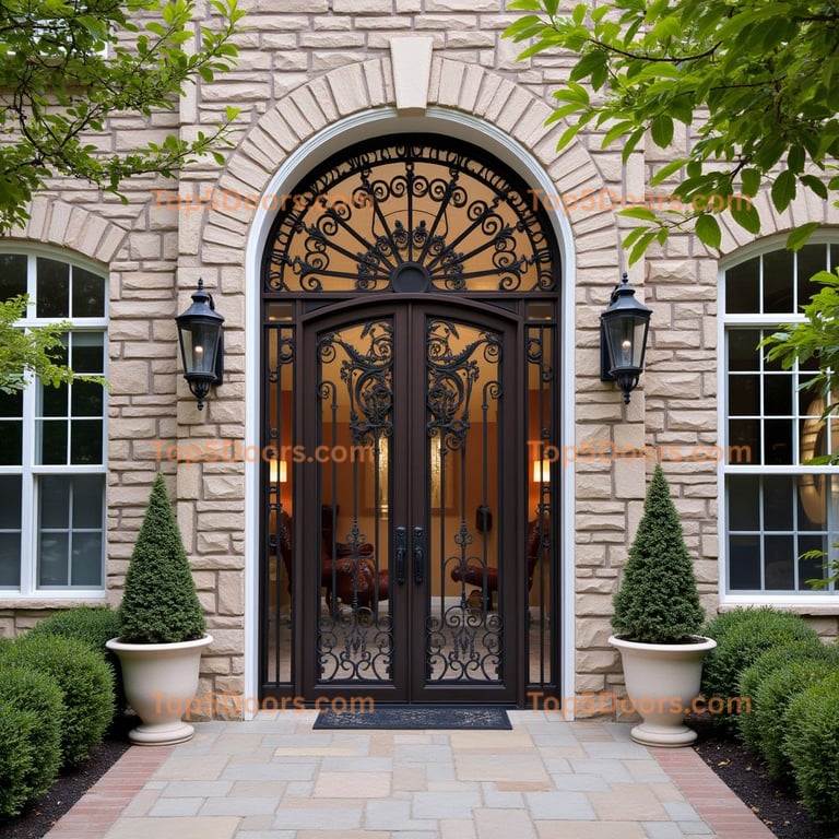 Arched Metal Door with Scrollwork