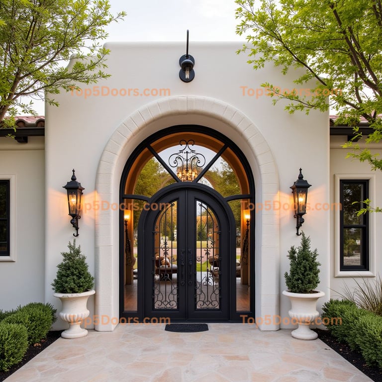 Arched Metal Door with Scrollwork