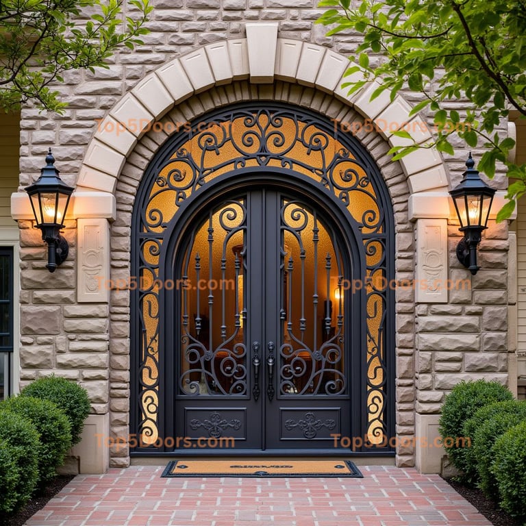 Arched Metal Door with Scrollwork