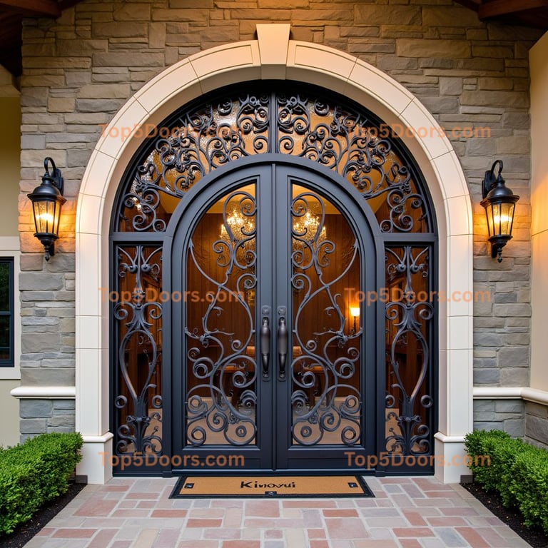 Arched Metal Doorway with Scrollwork