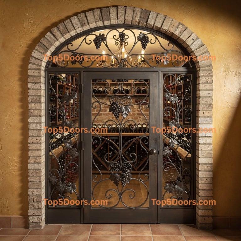 Arched Metal Double Door with Scrollwork