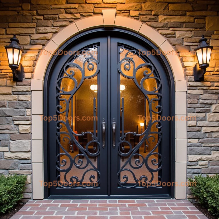 Arched Metal Double Front Door