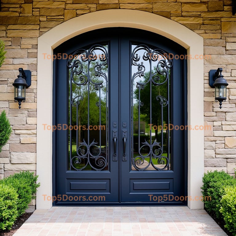 Arched Stone Entrance with Decorative Doors