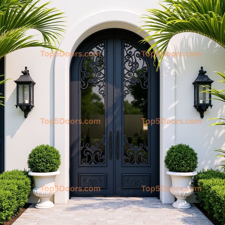 Arched Wrought Iron Double Door