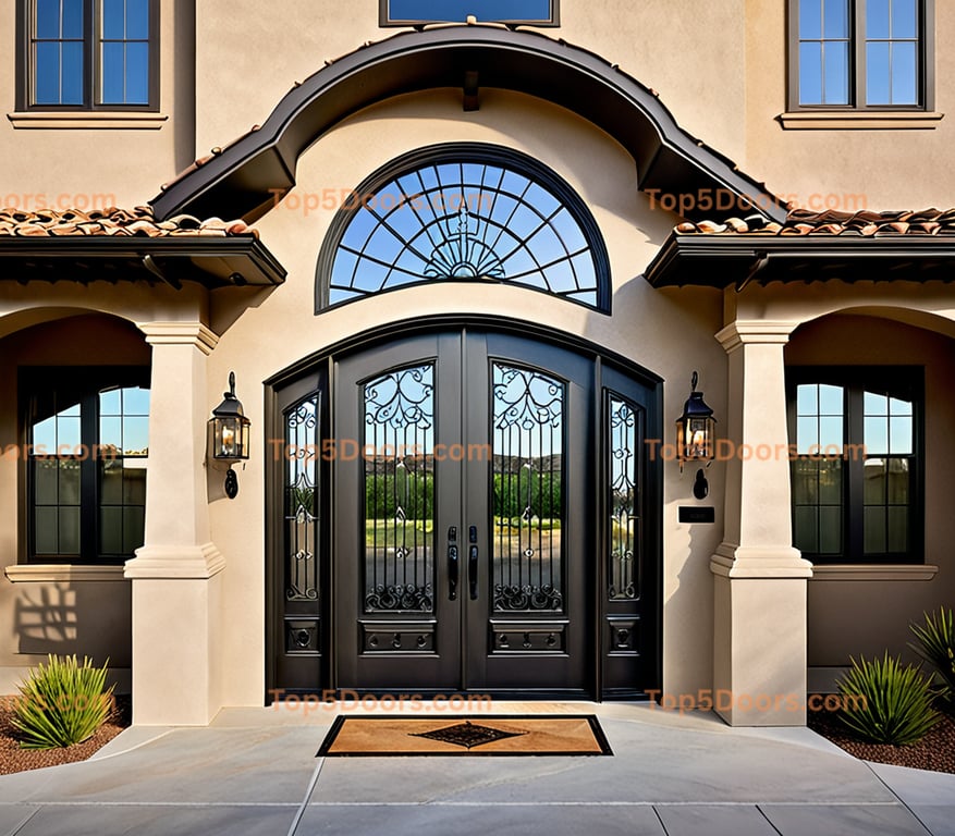 Arizona wrought iron arched double craftsman Door