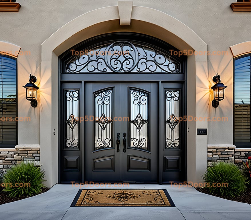 Arizona wrought iron arched double traditional american
