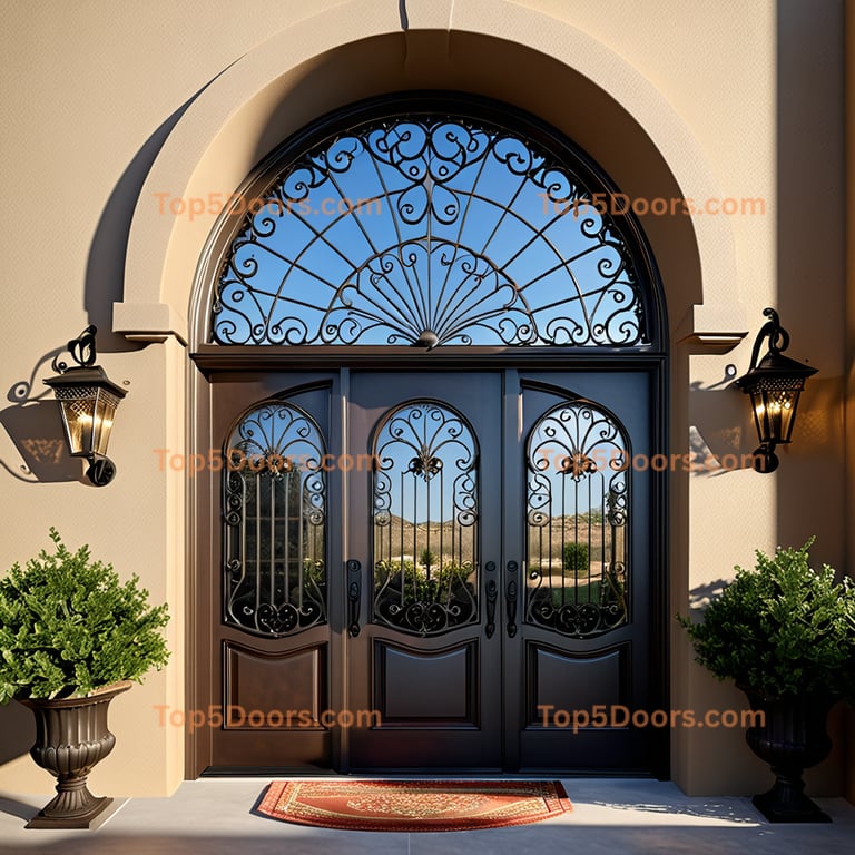 Arizona wrought iron arched single tuscan Door