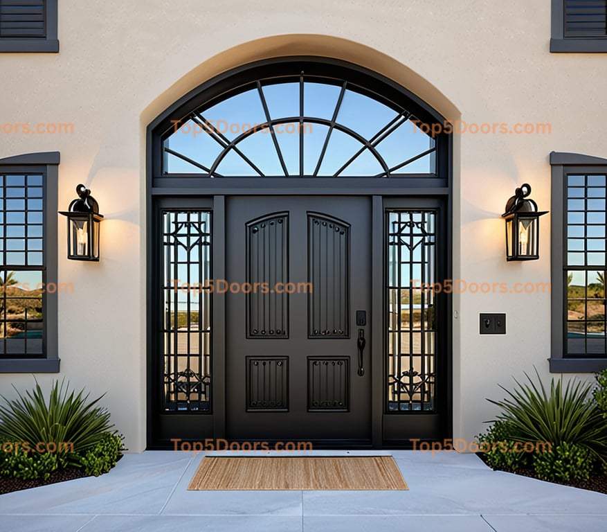 Arizona wrought iron arched single coastal Door
