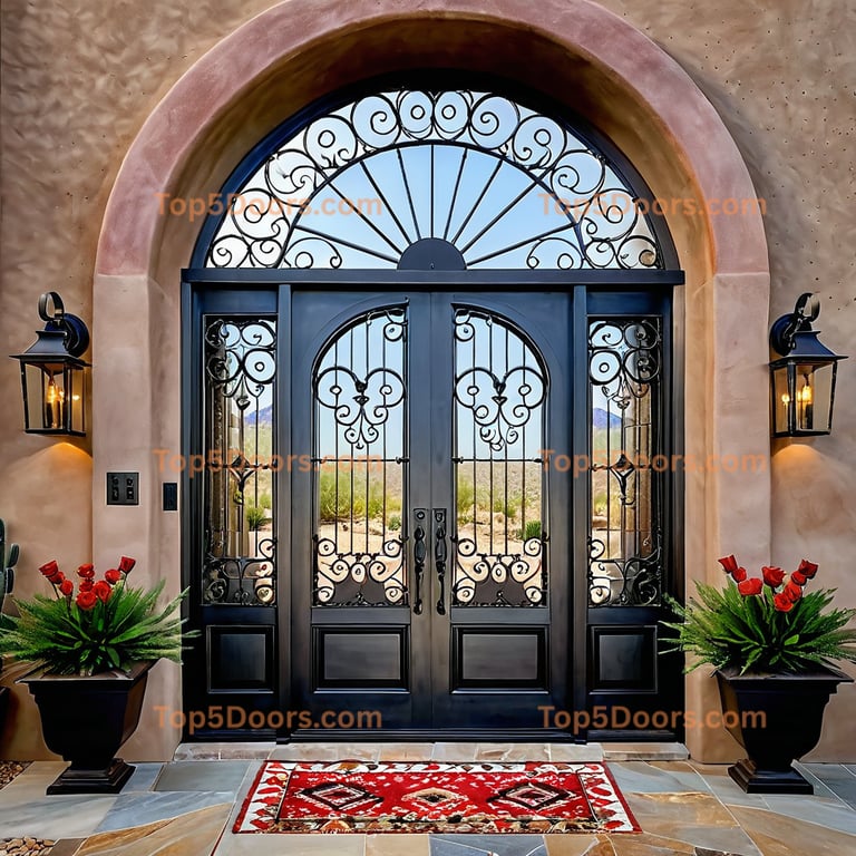 Arizona wrought iron arched single southwestern Door