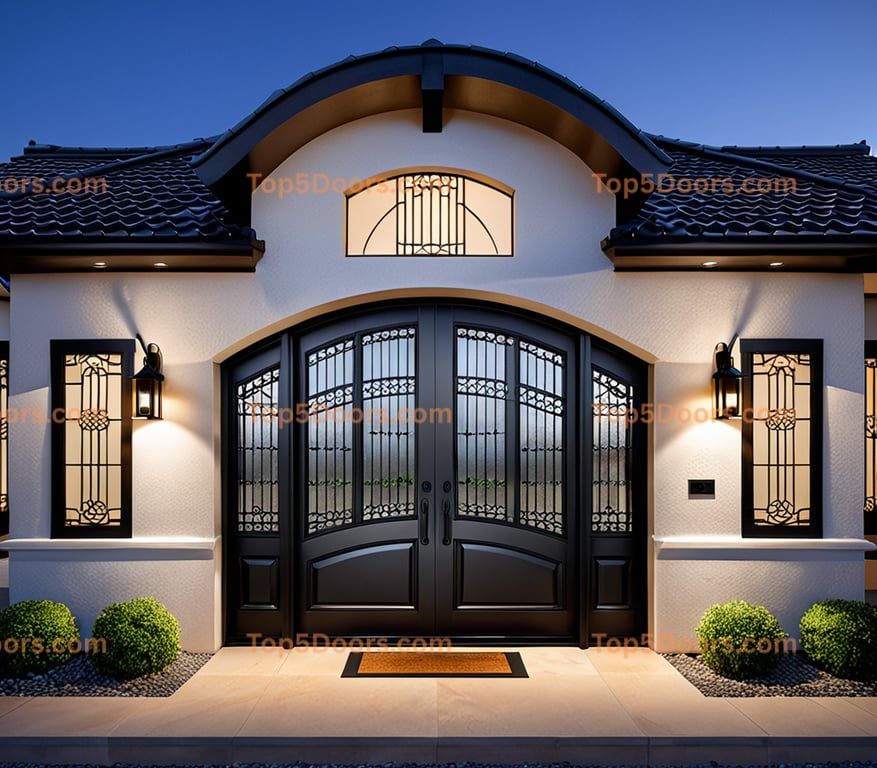 Arizona wrought iron arched single japanese zen Door