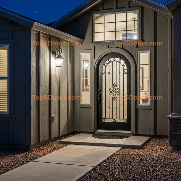 Arizona wrought iron arched single cape cod Door