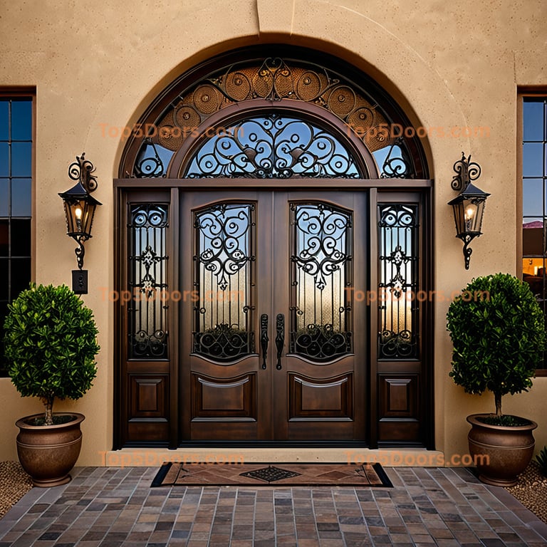 Arizona wrought iron glass paneled french country Door