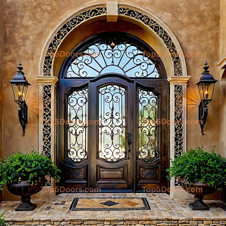 Arizona wrought iron glass paneled european classic Doo