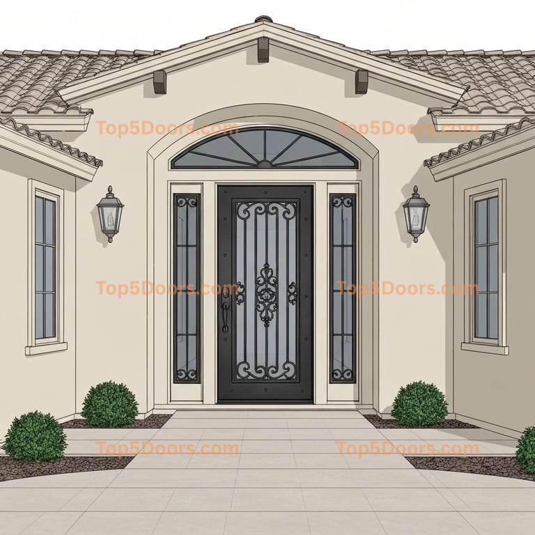 Arizona wrought iron solid panel coastal Door