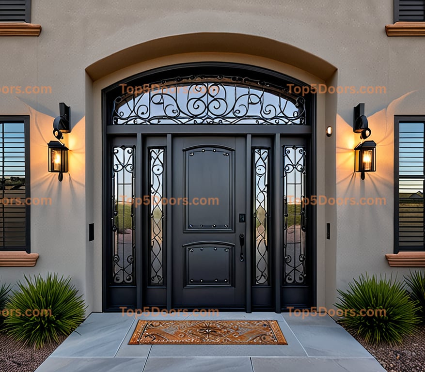 Arizona wrought iron solid panel contemporary Door