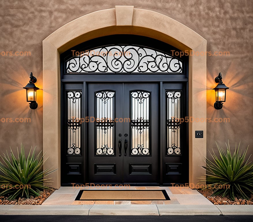 Arizona wrought iron steel frame mediterranean Door