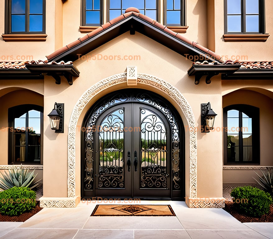 Arkansas wrought iron arched double southwestern Door