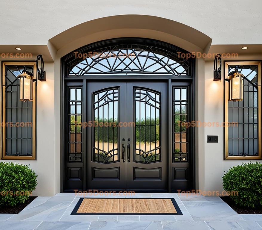 Arkansas wrought iron french door japanese zen Door
